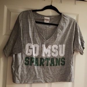 Pink Michigan State Spartans Crop Tee NWOT